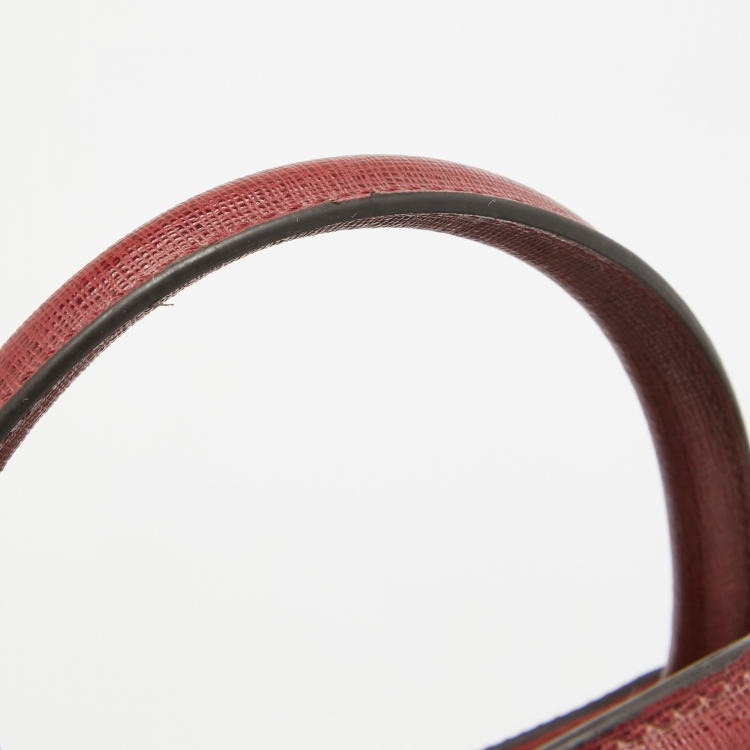 Pre Owned Fendi Dark Red Leather Medium 2Jours Tote