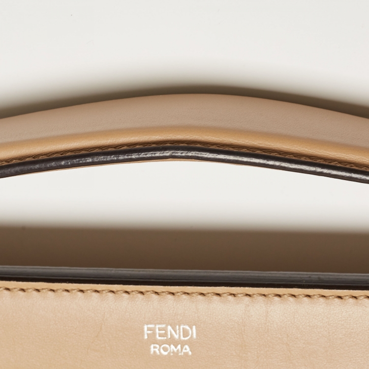 Pre Owned Fendi Beige Leather Flowerland Dotcom Top Handle Bag