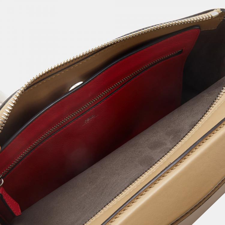 Pre Owned Fendi Beige Leather Flowerland Dotcom Top Handle Bag