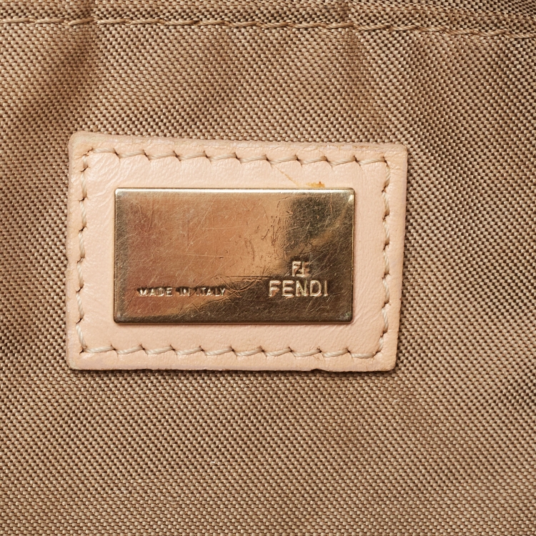 Pre Owned Fendi Beige Zucca Zucchino Canvas and Leather Pochette 