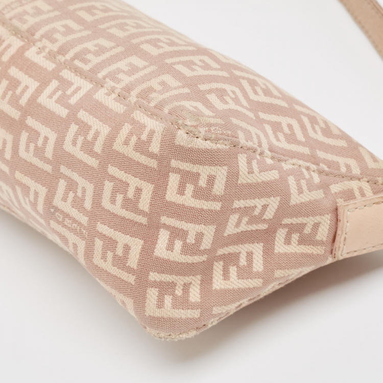 Pre Owned Fendi Beige Zucca Zucchino Canvas and Leather Pochette 