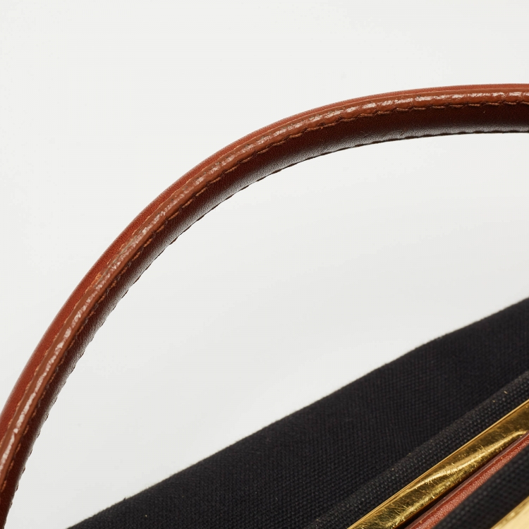 مملوكة مسبقًا Fendi Black/Brown Leather and Canvas Large Peekaboo Top Handle Bag
