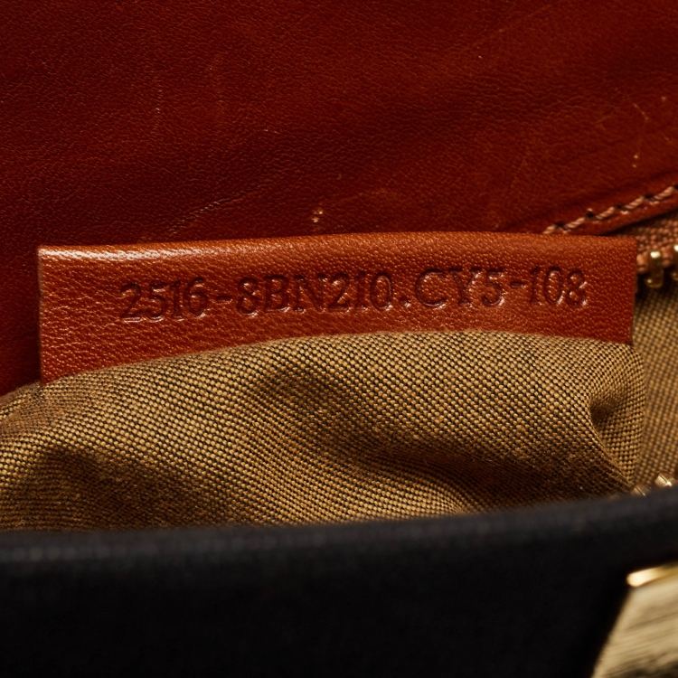 مملوكة مسبقًا Fendi Black/Brown Leather and Canvas Large Peekaboo Top Handle Bag