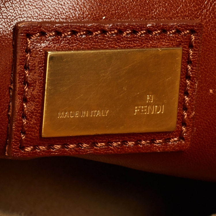 مملوكة مسبقًا Fendi Black/Brown Leather and Canvas Large Peekaboo Top Handle Bag