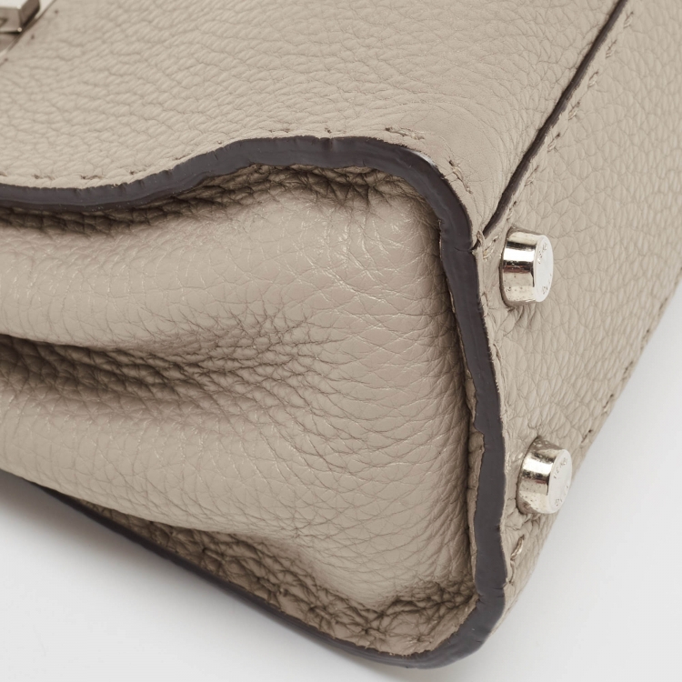 Pre Owned Fendi Beige Selleria Leather and Water Snake Handle Mini Peekaboo Top Handle Bag