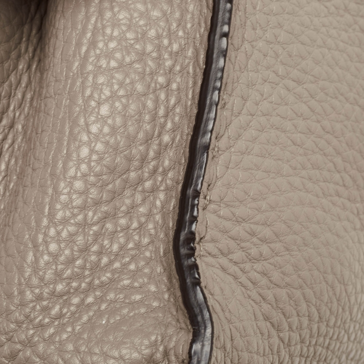 Pre Owned Fendi Beige Selleria Leather and Water Snake Handle Mini Peekaboo Top Handle Bag