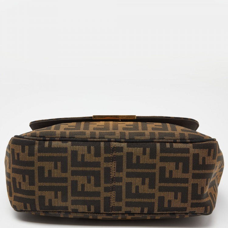 Pre Owned Fendi Tobacco Zucca Canvas and Leather Flap Crossbody Bag