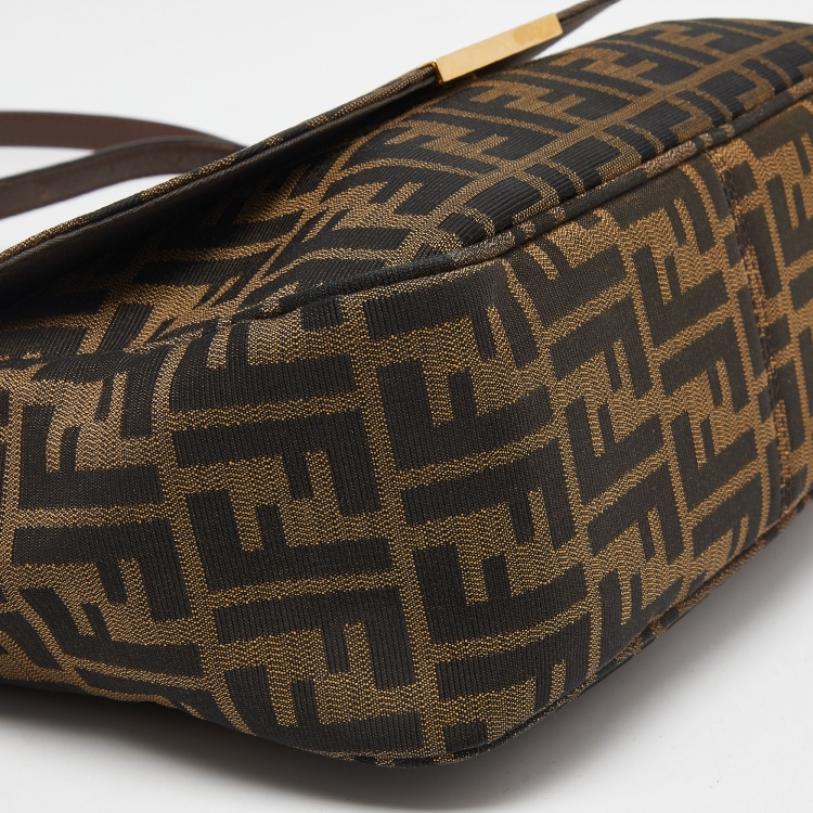 Pre Owned Fendi Tobacco Zucca Canvas and Leather Flap Crossbody Bag