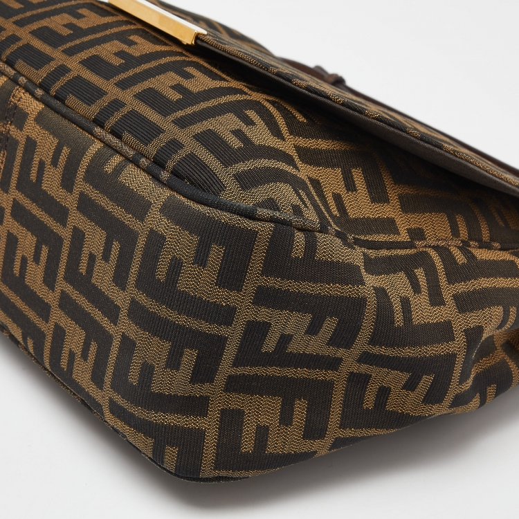 Pre Owned Fendi Tobacco Zucca Canvas and Leather Flap Crossbody Bag