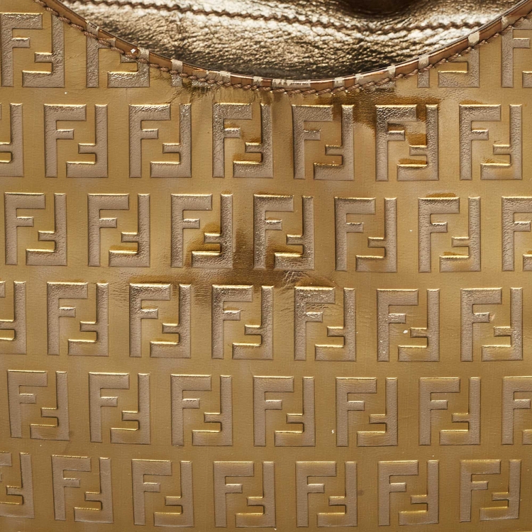 Pre Owned Fendi Metallic Zucchino Patent Leather Tote
