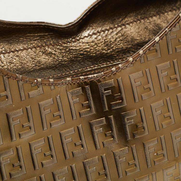 Pre Owned Fendi Metallic Zucchino Patent Leather Tote