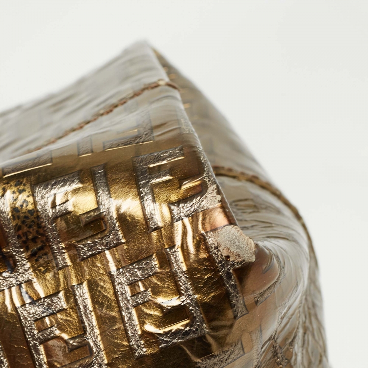Pre Owned Fendi Metallic Zucchino Patent Leather Tote