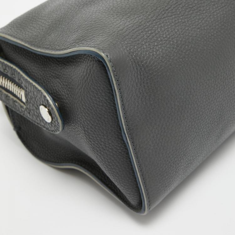 Pre Owned Fendi Grey Selleria Leather Lei Boston Bag 