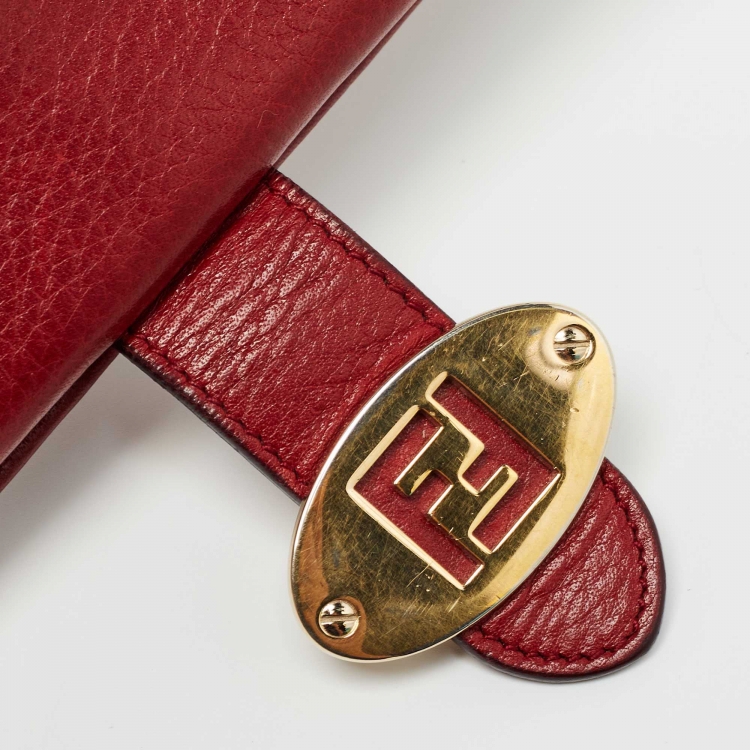Pre Owned Fendi Red Zucca Canvas and Leather Flap Continental Wallet