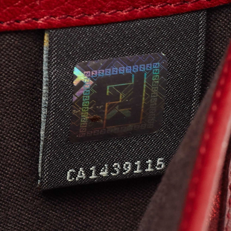 Pre Owned Fendi Red Zucca Canvas and Leather Flap Continental Wallet