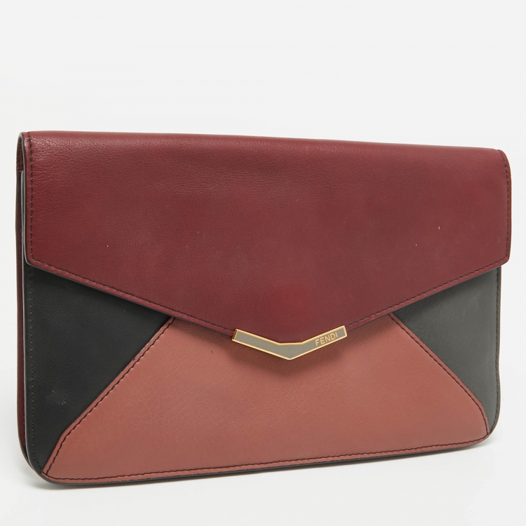 Pre Owned Fendi Multicolor Leather 2Jours Envelope Clutch