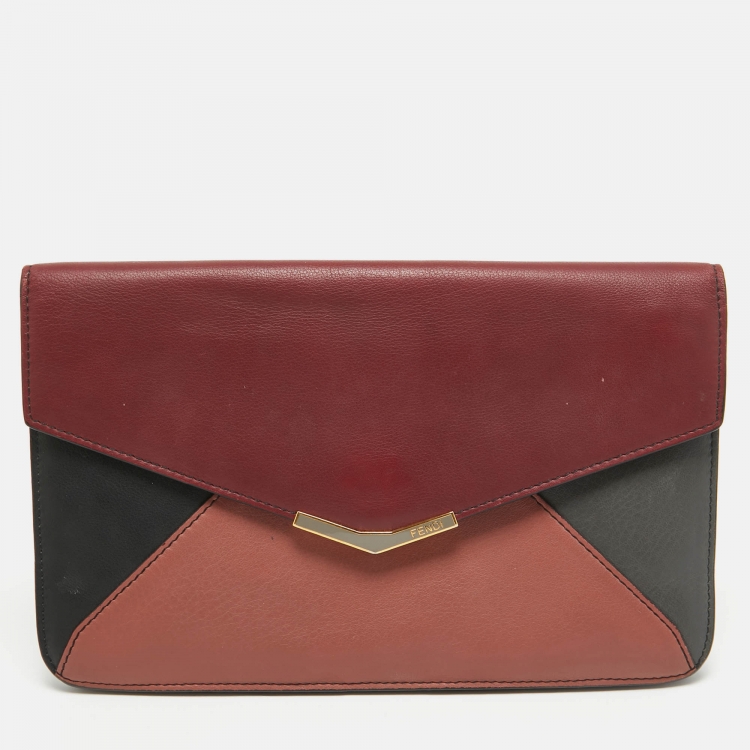 Pre Owned Fendi Multicolor Leather 2Jours Envelope Clutch
