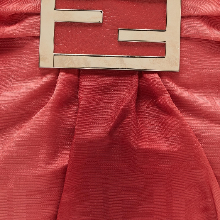 مملوكة مسبقًا Fendi Red Zucca Canvas and Leather Small Mia Hobo