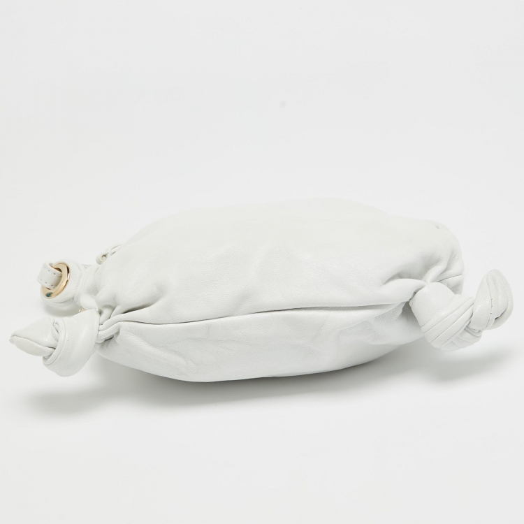 Pre Owned Fendi White Leather Knot Hobo