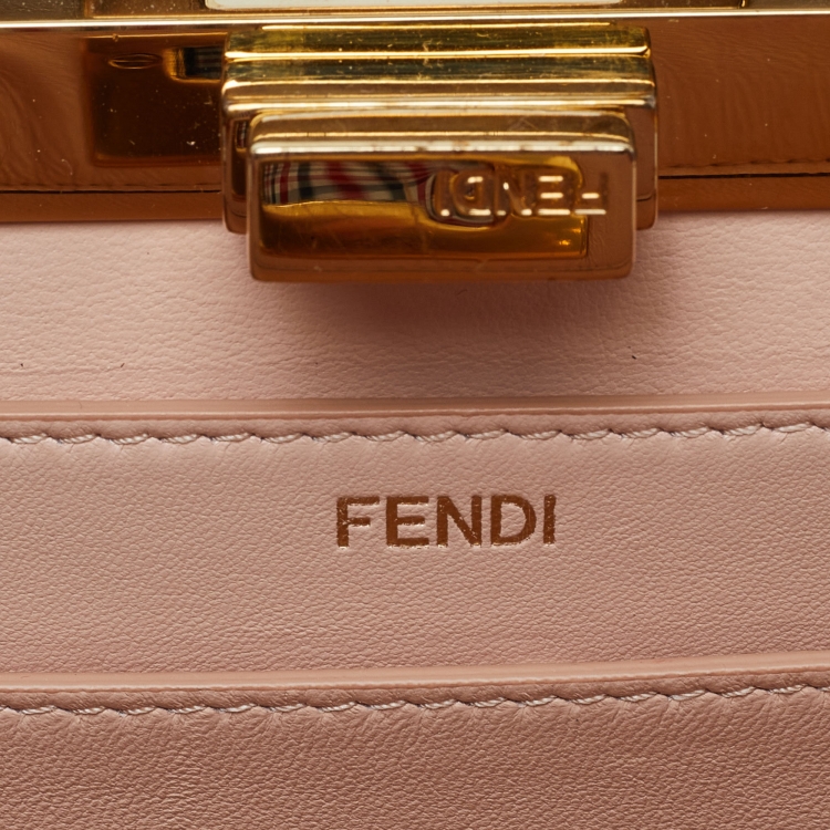 Pre Owned Fendi Black Leather Small Peekaboo ISeeU Top Handle Bag