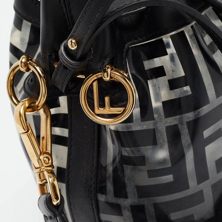 مملوكة مسبقًا Fendi Black/Clear FF PVC and Leather Mini Mon Tresor Bucket Bag