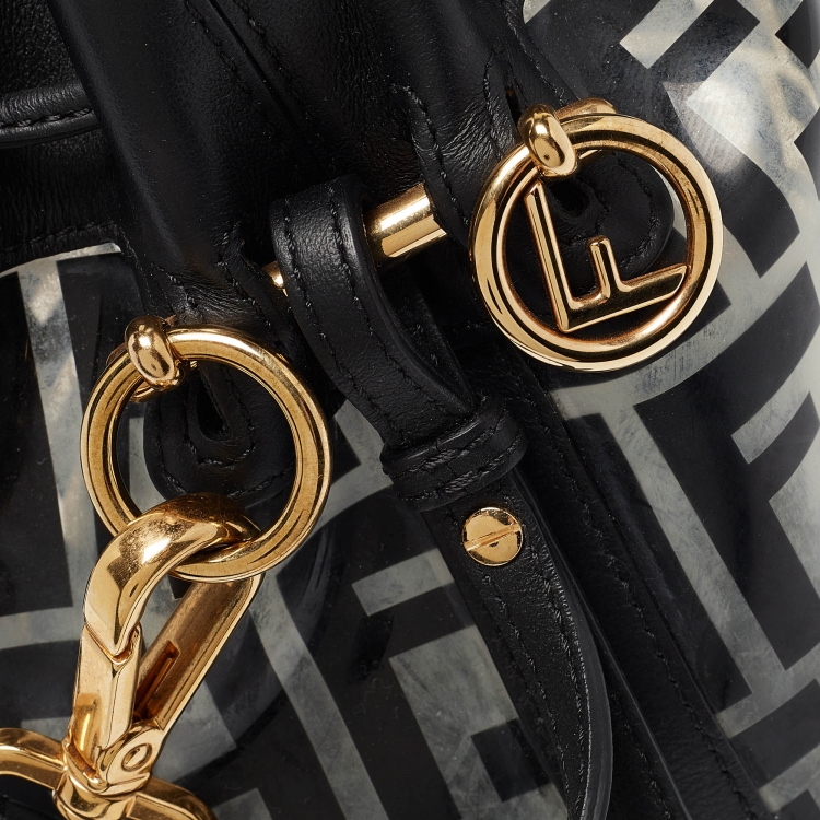 مملوكة مسبقًا Fendi Black/Clear FF PVC and Leather Mini Mon Tresor Bucket Bag