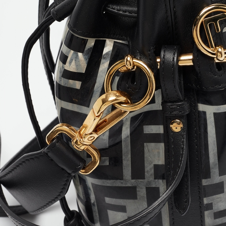 مملوكة مسبقًا Fendi Black/Clear FF PVC and Leather Mini Mon Tresor Bucket Bag