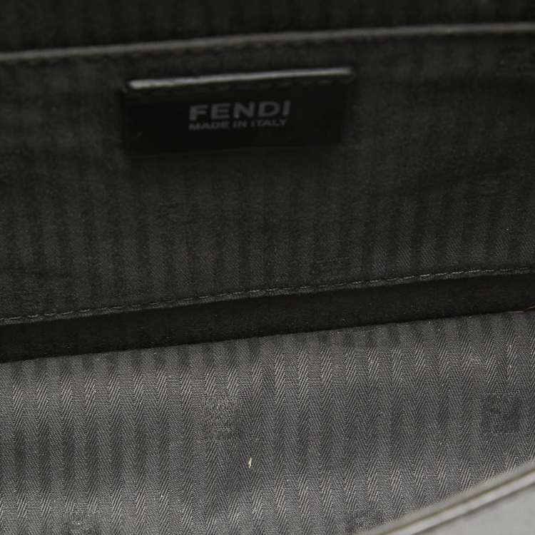 Pre Owned Fendi Grey Leather Small Demi Jour Top Handle Bag