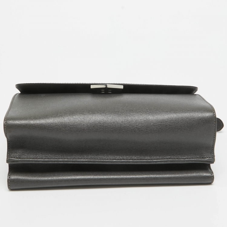 Pre Owned Fendi Grey Leather Small Demi Jour Top Handle Bag