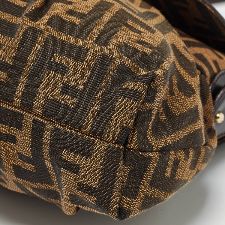 Pre Owned Fendi Tobacco Zucca Canvas and Leather Medium Chef Shoulder Bag