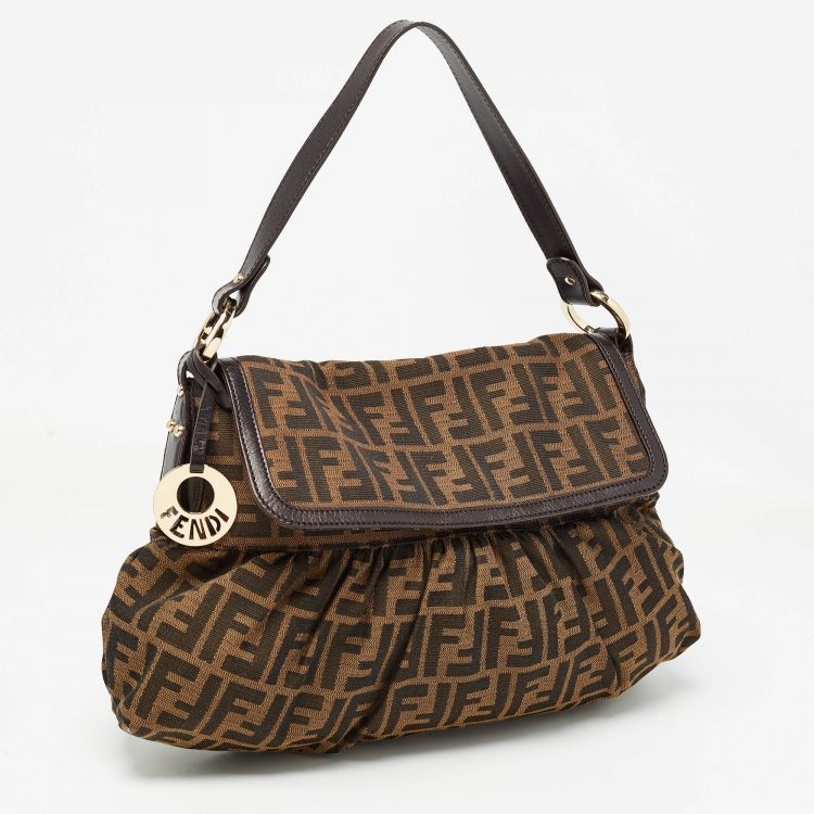 Pre Owned Fendi Tobacco Zucca Canvas and Leather Medium Chef Shoulder Bag