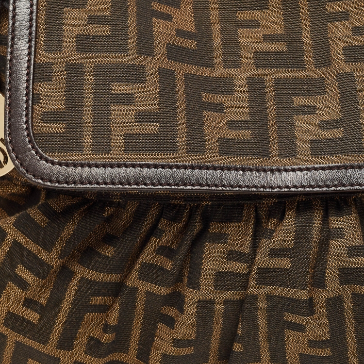 Pre Owned Fendi Tobacco Zucca Canvas and Leather Medium Chef Shoulder Bag