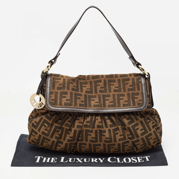 Pre Owned Fendi Tobacco Zucca Canvas and Leather Medium Chef Shoulder Bag