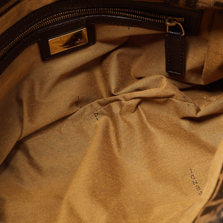 Pre Owned Fendi Tobacco Zucca Canvas and Leather Medium Chef Shoulder Bag