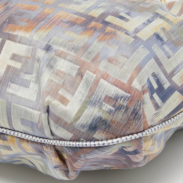 Pre Owned Fendi Multicolor Zucca Fabric and Leather Large Chef Chain Hobo