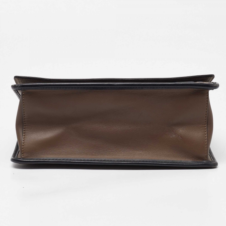 Pre Owned Fendi Brown/Black Leather Kan I F Logo Shoulder Bag
