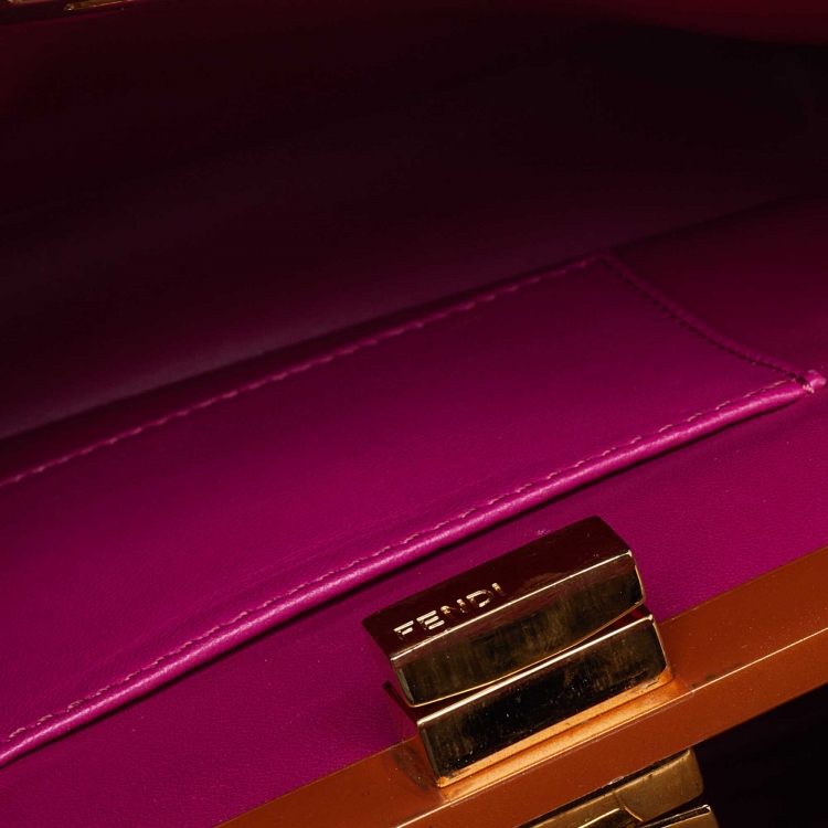 مملوكة مسبقًا Fendi Grey/Pink Crocodile Mini Peekaboo Top Handle Bag