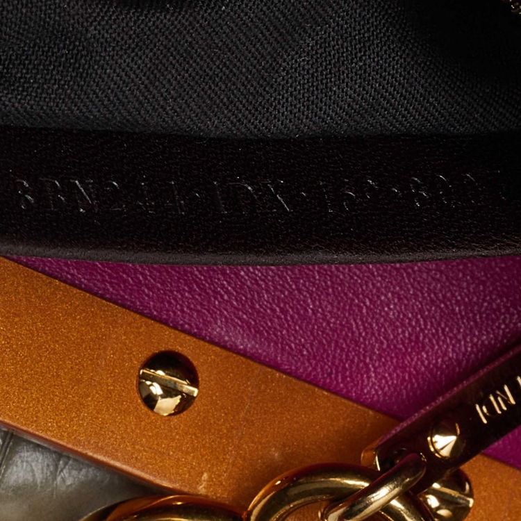 مملوكة مسبقًا Fendi Grey/Pink Crocodile Mini Peekaboo Top Handle Bag