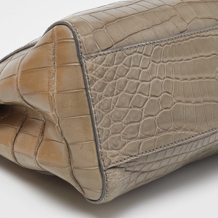 مملوكة مسبقًا Fendi Grey/Pink Crocodile Mini Peekaboo Top Handle Bag