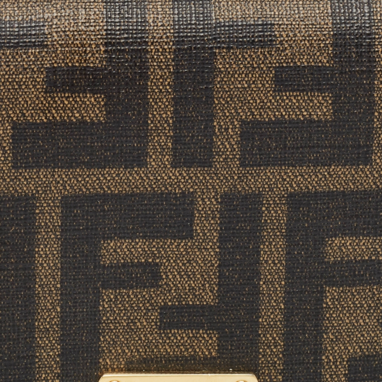 مملوكة مسبقًا Fendi Brown Zucca Coated Canvas Flap Continental Wallet