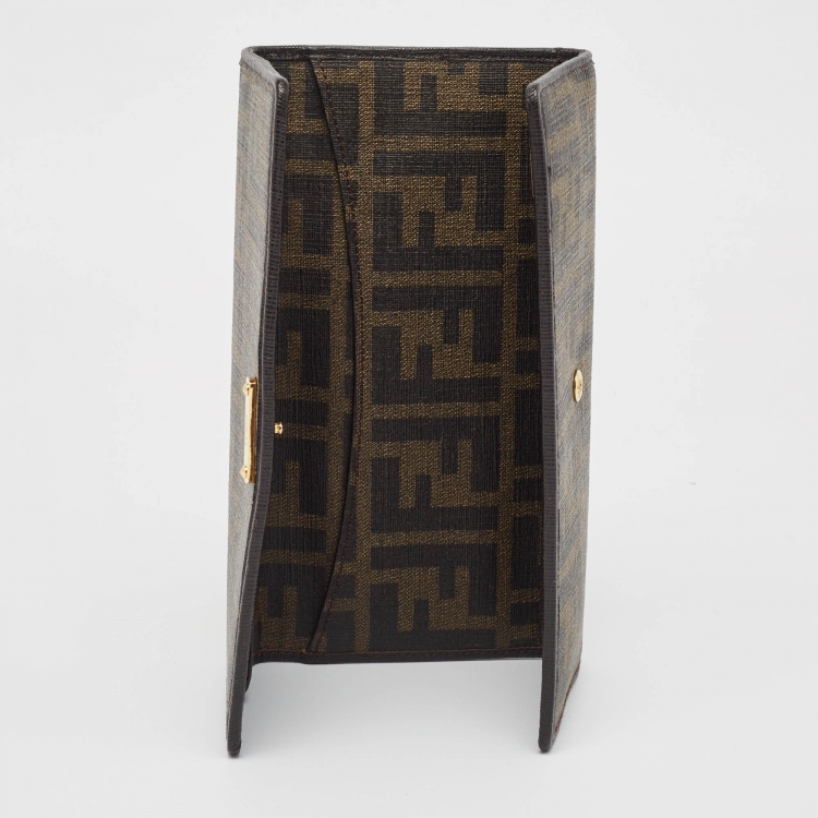 مملوكة مسبقًا Fendi Brown Zucca Coated Canvas Flap Continental Wallet