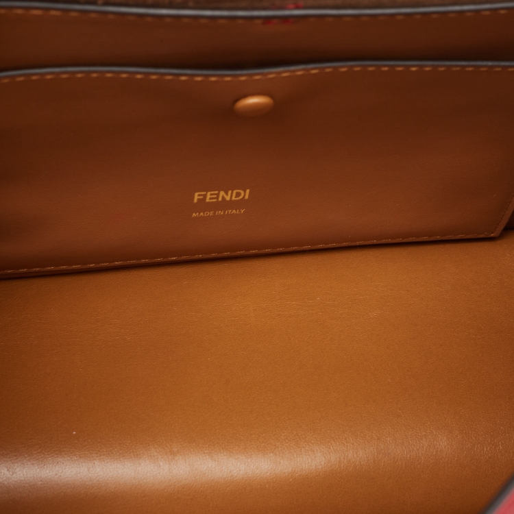 Pre Owned Fendi Red Leather Kan U Shoulder Bag