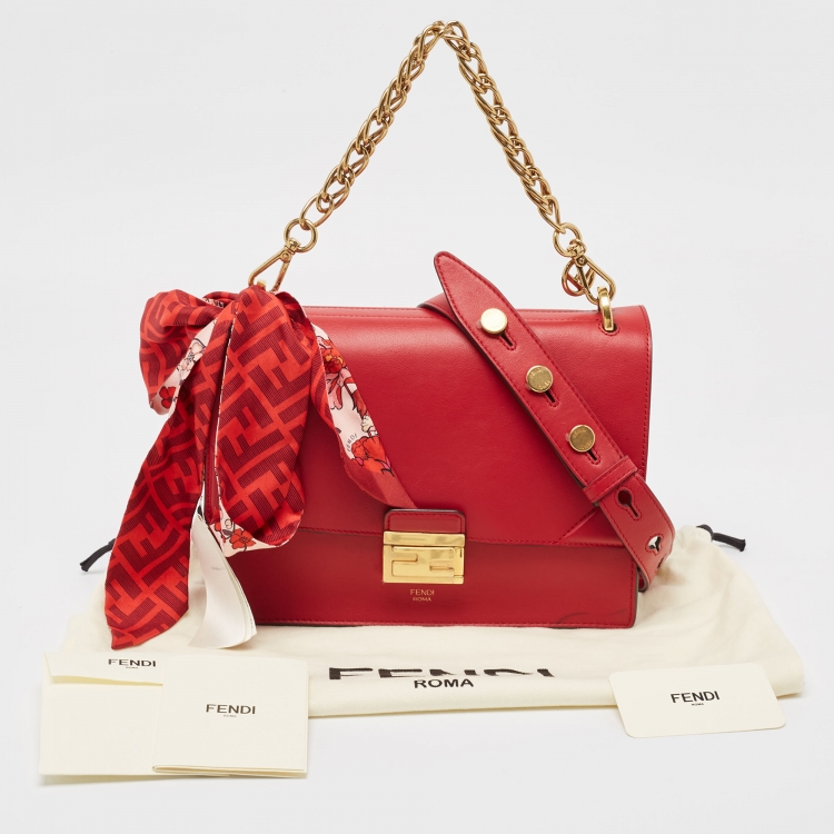 Pre Owned Fendi Red Leather Kan U Shoulder Bag
