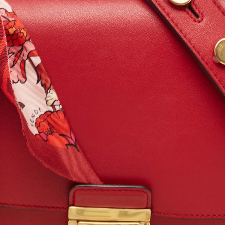 Pre Owned Fendi Red Leather Kan U Shoulder Bag