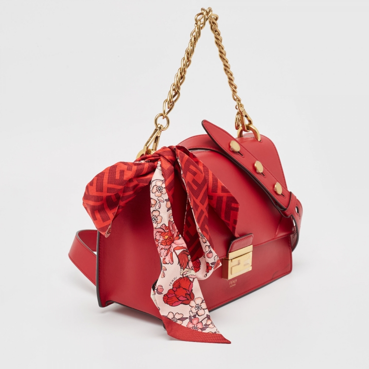 Pre Owned Fendi Red Leather Kan U Shoulder Bag