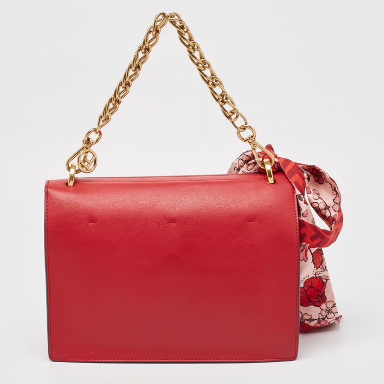 Pre Owned Fendi Red Leather Kan U Shoulder Bag
