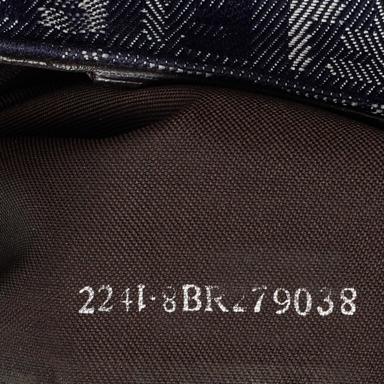 Pre Owned Fendi Blue/Brown Zucchino Fabric and Leather Hobo