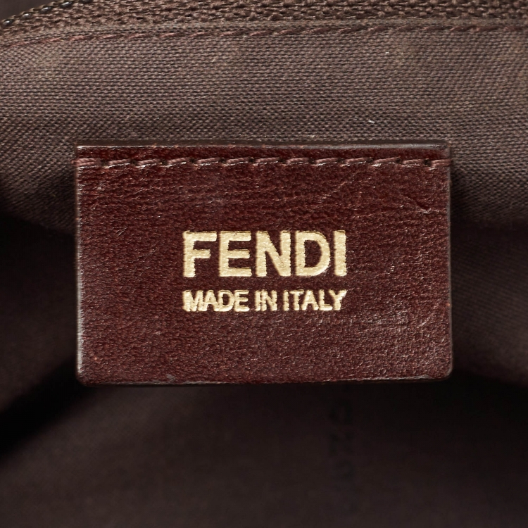 Pre Owned Fendi Tobacco Zucca Canvas and Patent Leather Mia Flap Bag