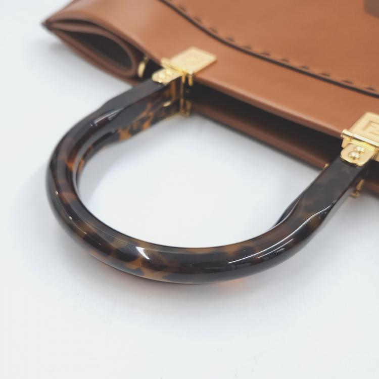 Pre Owned Fendi Brown Leather Large Sunshine Tote Bag