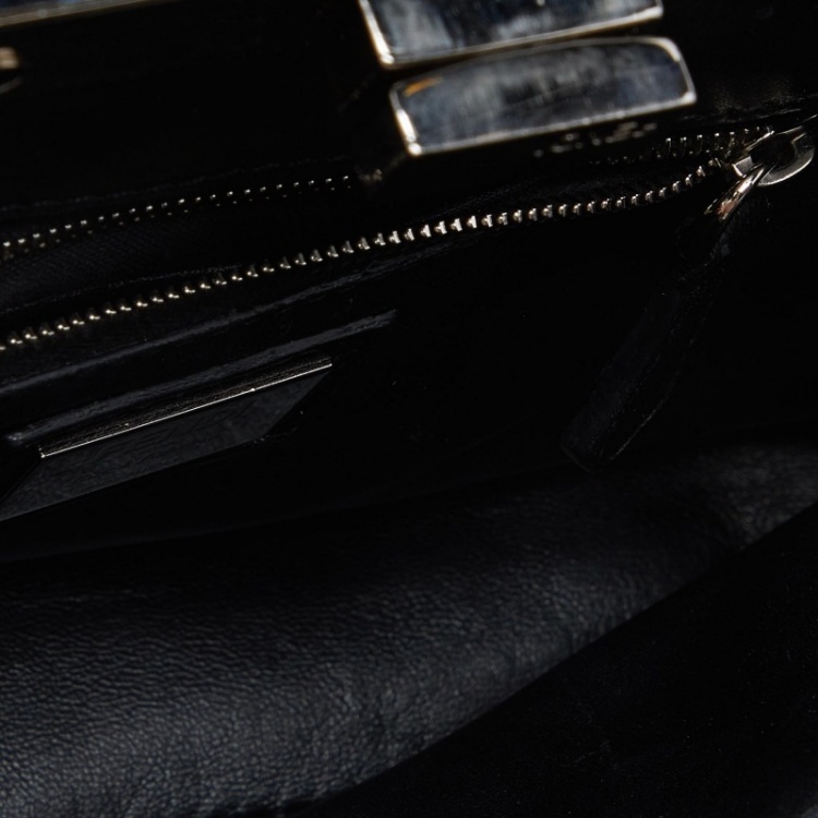 مملوكة مسبقًا Fendi Black Leather Mini Peekaboo Flowerland Top Handle Bag
